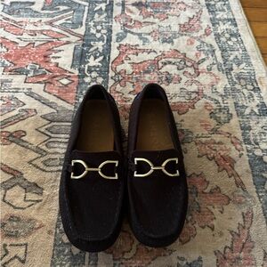 Frothy’s Black Loafers with Gold Detailing